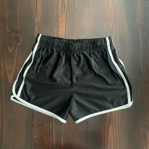 black sporty shorts with white stripe